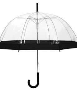 Transparent See-Through Colored Border Dome Umbrella - Black