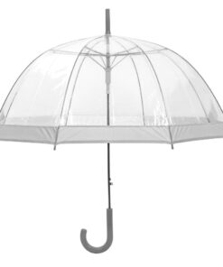 Transparent See-Through Colored Border Dome Umbrella - White
