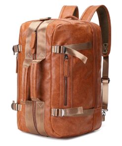 Travel Backpack Convertible Duffle Luggage Airplane Approved Weekender Bag - Brown