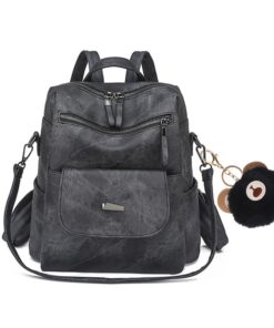 Travel Backpack PU Leather Backpack Purse For Women - Black