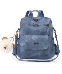 Travel Backpack PU Leather Backpack Purse For Women - Blue
