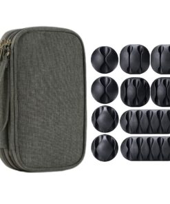 Travel Cable Organizer Electronics Accessories Cases All-in-One Storage Bag - Grey