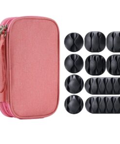 Travel Cable Organizer Electronics Accessories Cases All-in-One Storage Bag - Pink