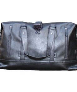 Travel Duffel Bag PU Leather Overnight Weekender Bag - Black
