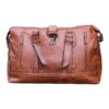 Travel Duffel Bag PU Leather Overnight Weekender Bag - Brown