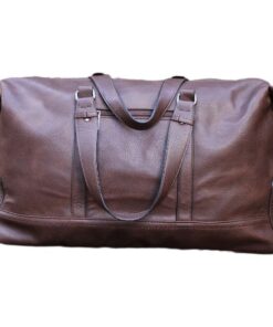 Travel Duffel Bag PU Leather Overnight Weekender Bag - DarkBrown