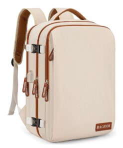 Travel Flight Approved Carry-on Waterproof Large Laptop Backpack - cream-colored