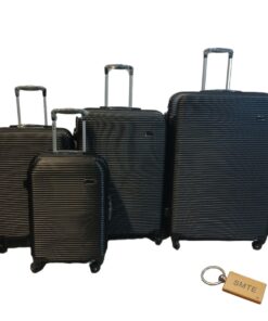 Travel in Style - 4-Piece Suitcase Set and Smte Keyring - Black