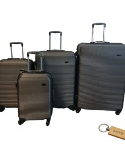 Travel in Style - 4-Piece Suitcase Set and Smte Keyring - Grey