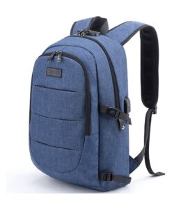 Travel Laptop Backpack Water Resistant Anti-Theft USB Charging Port Lock - Blue