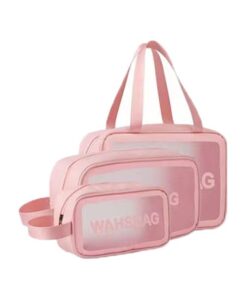 Travel Large Capacity Toiletry Bag Cosmetic Bag 3-Piece Set - Pink