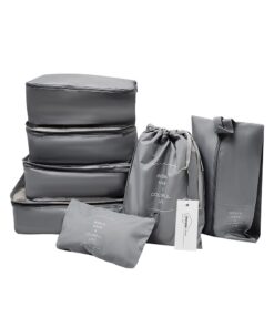 Travel Luggage Organizer Clothing Storage Set 7 Piece - Black - Cloudy Grey
