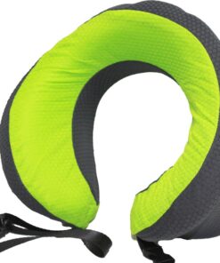Travel Mate Memory Foam Foldable Travel Pillow with Carry Pouch T-067 - Grey with Lime
