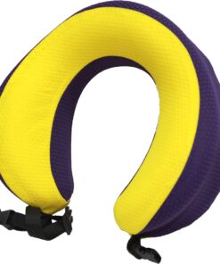 Travel Mate Memory Foam Foldable Travel Pillow with Carry Pouch T-067 - Purple with Yellow
