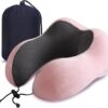Travel Neck Pillow with Storage Bag - Pink