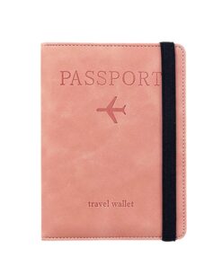 Travel PU Leather Passport Holder Passport Cover Travel Wallet Card Case - Pink
