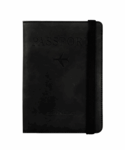 Travel Pu Slim Leather Wallet/Passport Holder - Plain Black