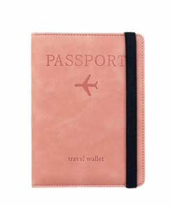 Travel Pu Slim Leather Wallet/Passport Holder - Salmon Pink