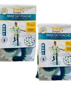 Travel Smart: Kids Dinosaur Raincoat/Poncho with Hood - 101cm x 76 - Set of 2