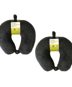 Travel Smart Neck Pillow with Snap Fastener - Grey (Pack of 2)