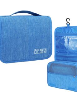 Travel Toiletry Bag with Hanging Hook Water-resistant Makeup Cosmetic Bag - Blue