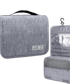 Travel Toiletry Bag with Hanging Hook Water-resistant Makeup Cosmetic Bag - Grey