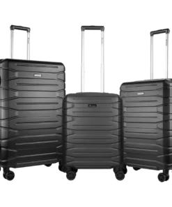 Travelwize 3 Piece Cabana Spinner Luggage Set Black