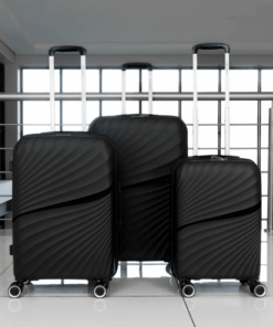Travelwize Quartz PP 4-Wheel Spinner 3 Piece Luggage Set - Black