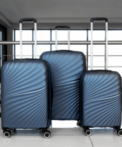 Travelwize Quartz PP 4-Wheel Spinner 3 Piece Luggage Set - Navy