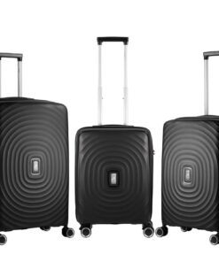 Travelwize Ripple Hard Shell Suitcase - 3PC Polyprop Luggage Set - Black