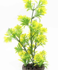 Tree Tall Size Plastic For Fish Tank - 30cm (Green and Yellow Flowers)