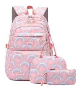 Trending Nylon Women/Girls Travel,School Backpack and Lunch Box set 3 Pcs - Pink