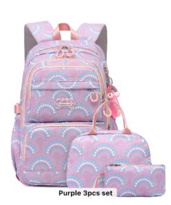 Trending Nylon Women/Girls Travel,School Backpack and Lunch Box set 3 Pcs - Purple