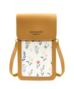 Trendy Crossbody Mobile Phone bag with Touchscreen Support and Clear Panel - Dark Beige