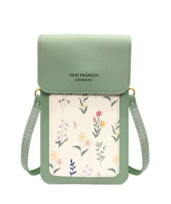 Trendy Crossbody Mobile Phone bag with Touchscreen Support and Clear Panel - Green