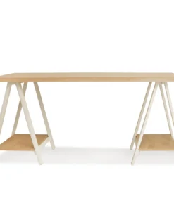 Trestle Desk, Beige and White