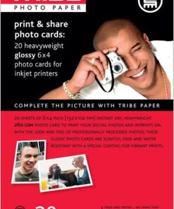 TRIBE Print & Share 6 x 4" Glossy Photo Cards 260gsm (20 Sheets)
