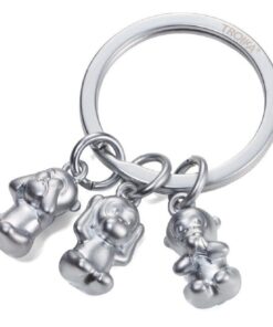 Troika Keyring Three Monkeys - Matt Silver Colour