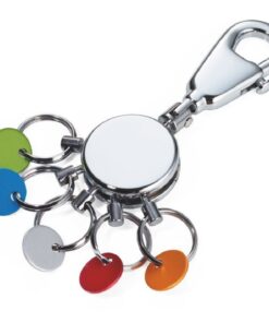 Troika Keyring with Carabiner & 5 Rings Patent Colour - Shiny