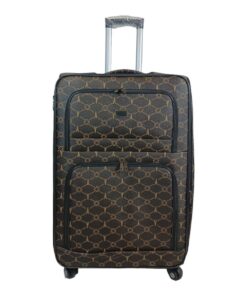 Trolley 1-Piece Travel Luggage Spinner - Fabric- Brown - 26 cm