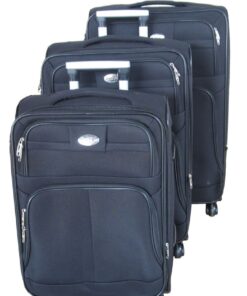 Trolley 3 Piece Travel Luggage Spinner - Black Fabric