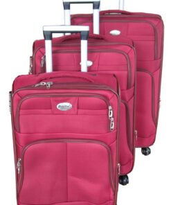 Trolley 3 Piece Travel Luggage Spinner - Red Fabric