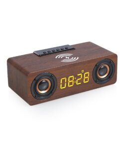 TruSound K1 Multifunctional Wooden Bluetooth Speaker with Alarm Clock - Dasrk Brown - Mahogany