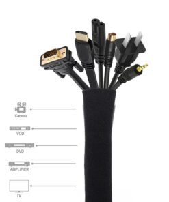 TUFF-LUV Flexible Cable Management 19-20"  Sleeve Organizer - Black