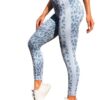 Tummy Control Sports Leggings - Blue and Grey - M