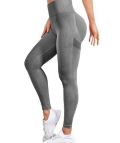 Tummy Control Sports Leggings - Grey - S