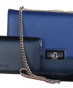 Two-Color Two-Piece Imitation Leather Women's Bag Set with Chain Strap