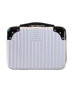 Two Color Women's ABS Zipper Small Cosmetic Travel Carrying Suitcase - Black+White