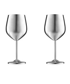Two Stainless Steel Wine Glasses, Unbreakable Wine Glasses for Travel