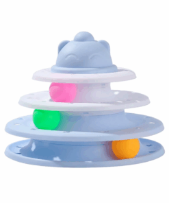 Two - Tone 4 Layer Interactive Tower Cat Toy - Blue & White